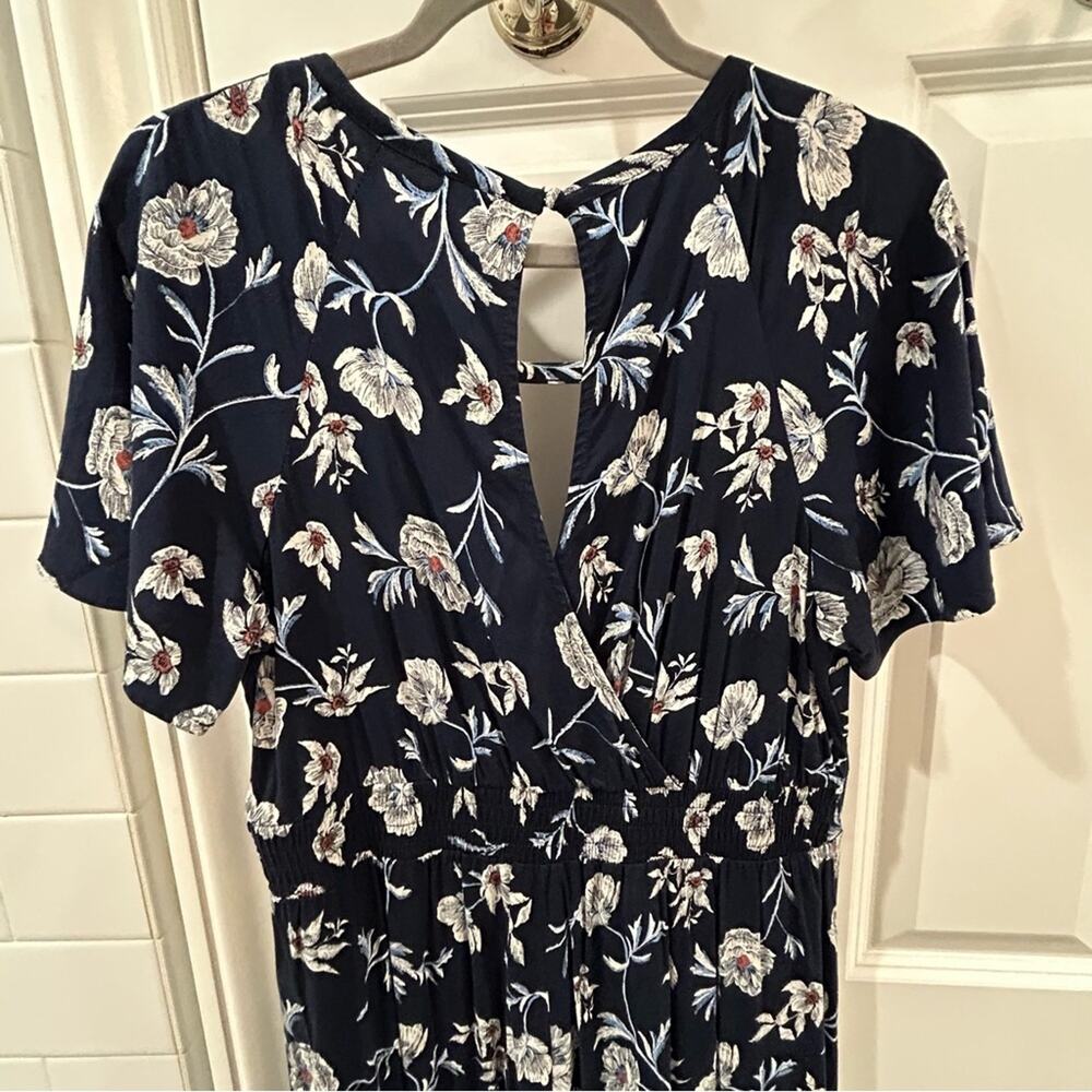 Torrid Challis Navy White Floral Wide Leg Rayon Jumpsuit Women's L Plus Curvy - Picture 6 of 12